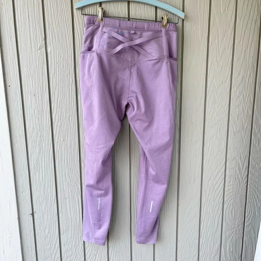 ASICS Distance Supply 7/8 Sz M Lilac Multi Pocket Running Leggings